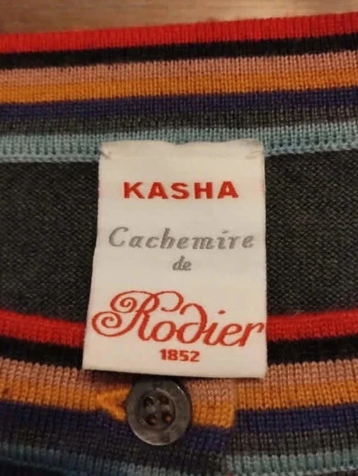 Grijze cardigan met kleurrijke bies, Rodier Paris, M – photo 6